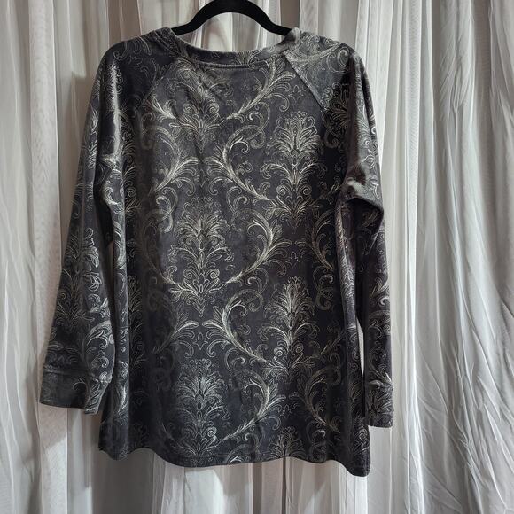 Chico's Zenergy Velour Foiled Scroll-Print Long Sleeve Women's Tunic - Picture 2 of 7